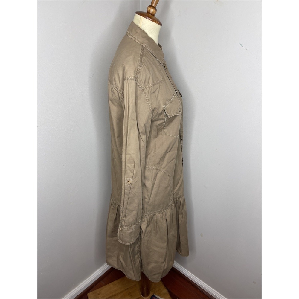 Womens Brunello Cucinelli Kakhi Cotton Western Style Shirt Dress Large L - Picture 4 of 10